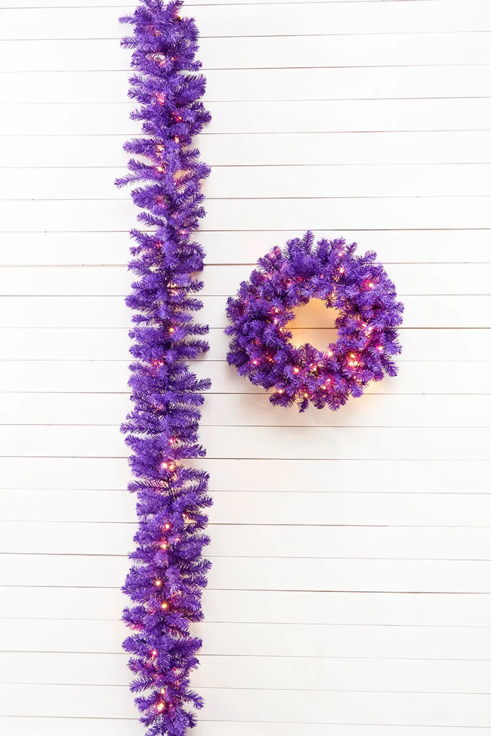 24" Purple Wreath with LED Lights