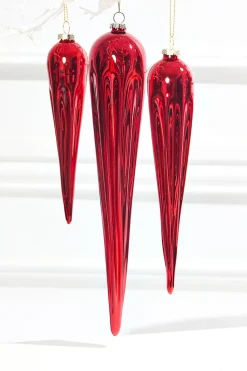 9.5" Red Finial Glass Ornament