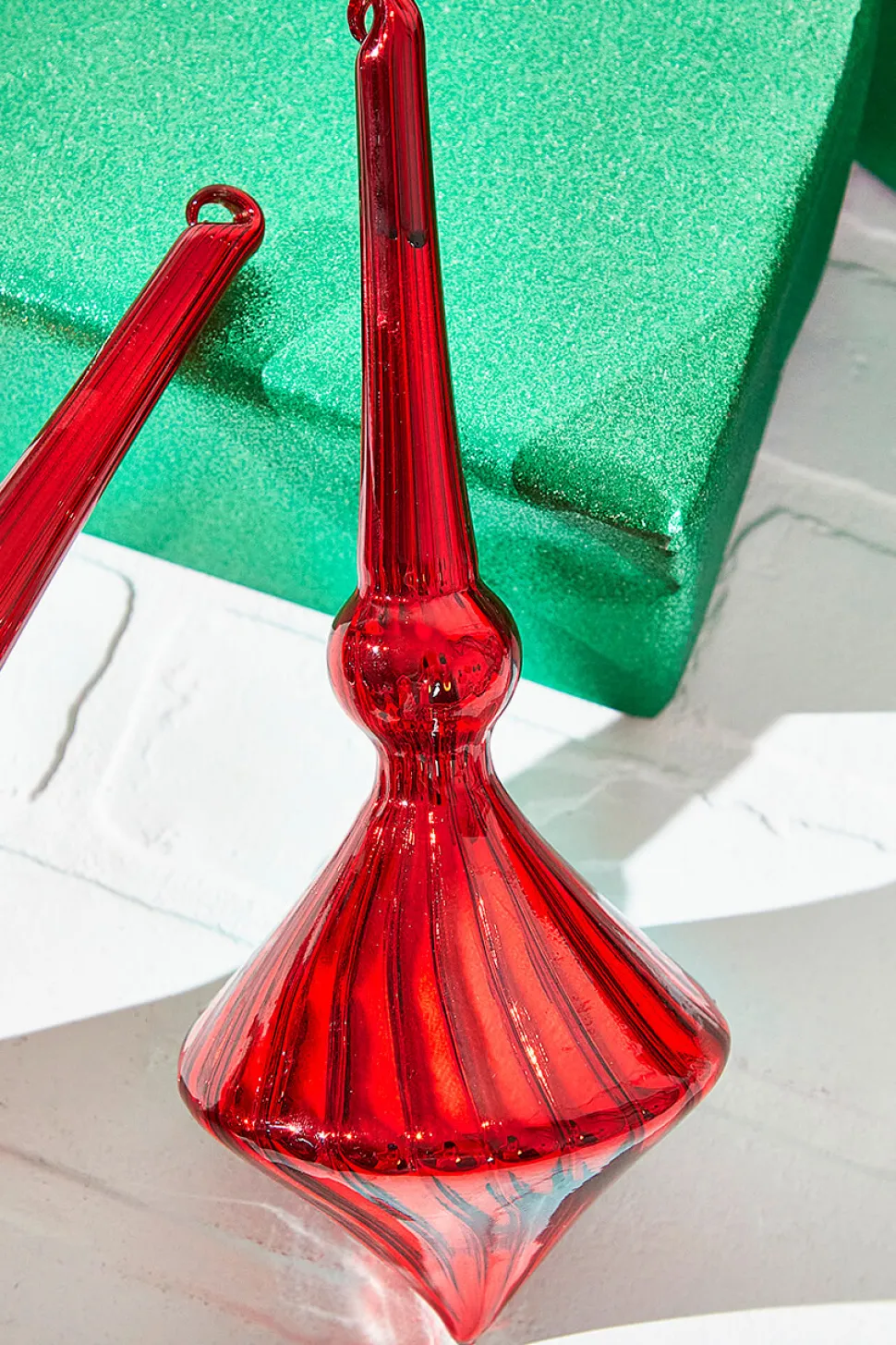 10" Red Glass Drop Ornament