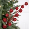 26” Red Glitter Tinsel Ball Spray