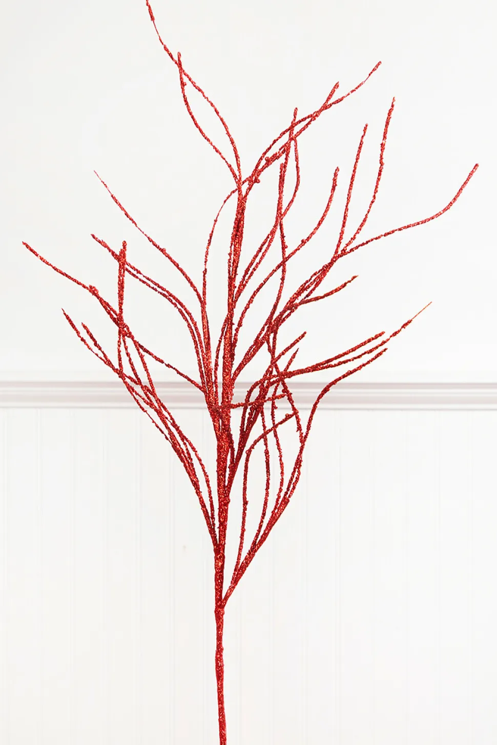 45" Red Glitter Willow Spray