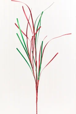 34" Red & Green Foil Grass Spray