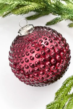5" Red Hobnail Glass Ornament