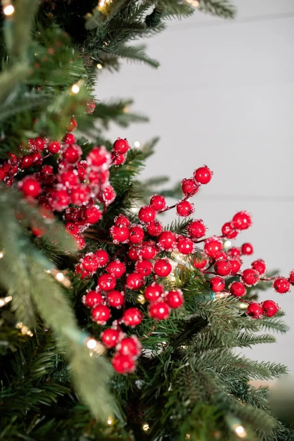 29” Red Iced Crabapple Christmas Sprays (Weather Resistant)