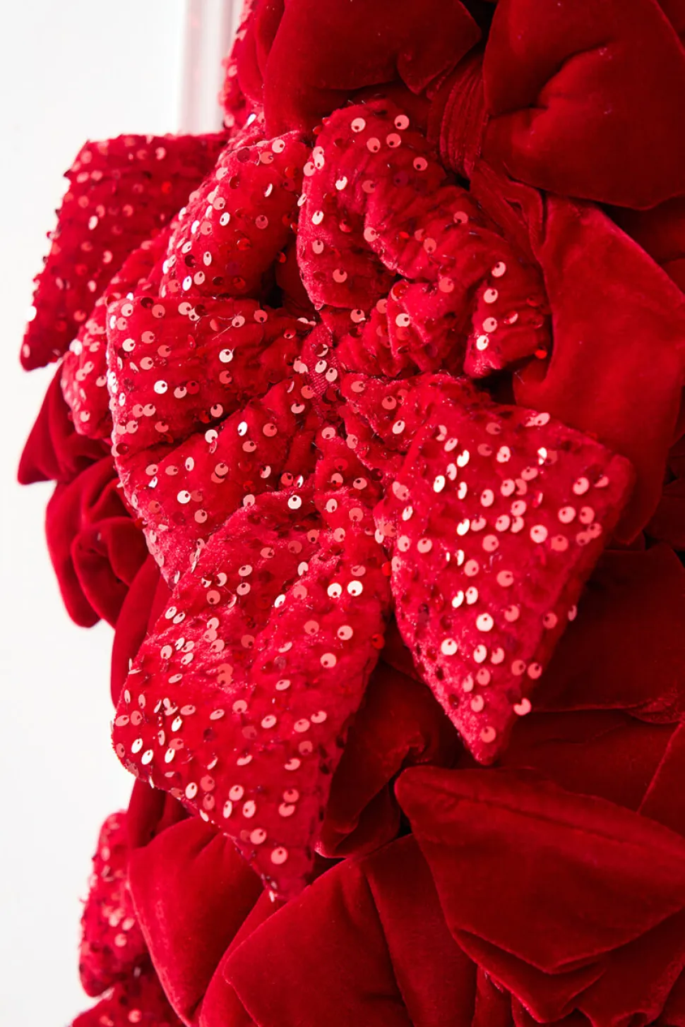 42" Red Velvet Sequin Bow Wreath