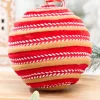 6" Red, White & Brown Gingerbread Stripe Ball