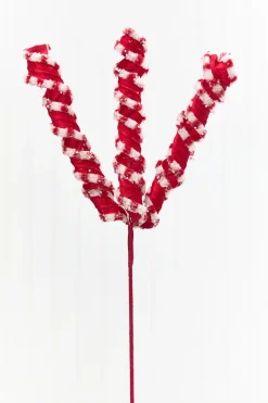 25.5" Red & White Twist Ribbon Spray