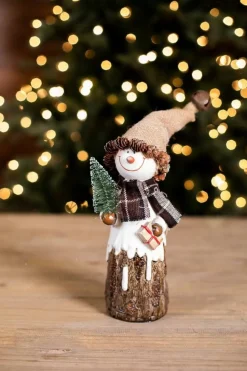 Resin Burlap Hat Snowman