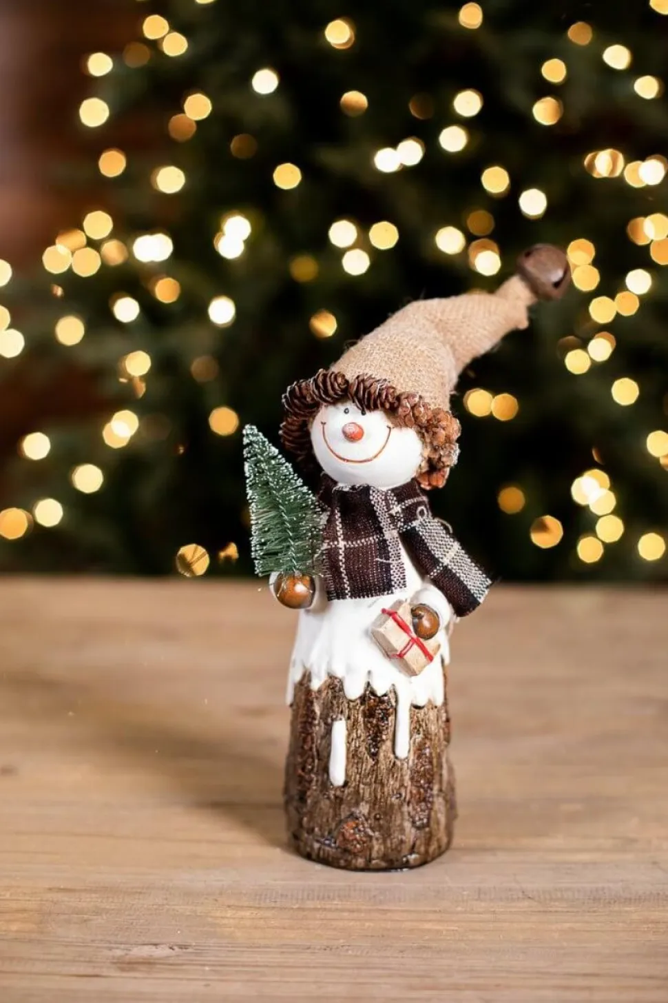 Resin Burlap Hat Snowman