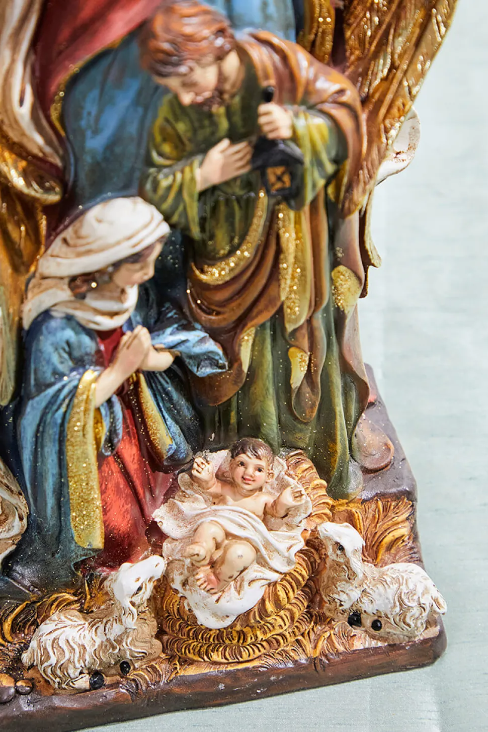 13.5" Resin Nativity Figurine With Angel