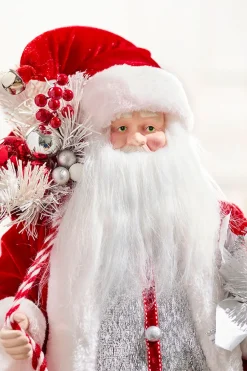 20" Santa Figure Holding Silver Tree