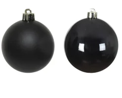 3.9” Shiny/Matte Black Shatterproof Ornaments - Set of 4