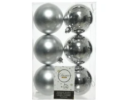 3.1” Shiny/Matte Silver Shatterproof Ornaments - Set of 6