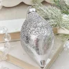 4" - 4.5" Silver Beaded Glass Ornament