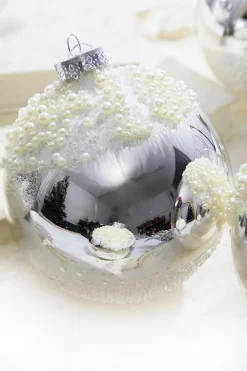 5" Silver Christmas Ball Ornament - Set of 6