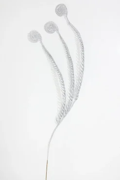 50" Silver Glitter Curly Spray