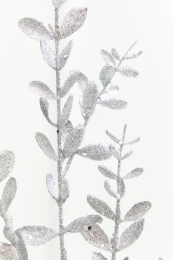 30" Silver Glitter Eucalyptus Spray