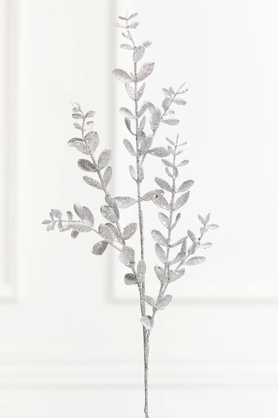 30" Silver Glitter Eucalyptus Spray