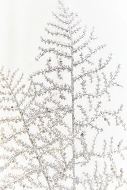 35" Silver Glitter Fern Spray