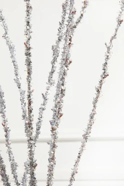 40" Silver Glitter Twig Branch