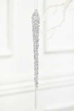 10" Silver Icicle Glass Ornament