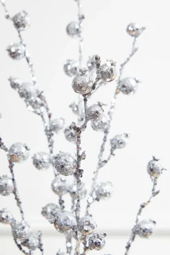 30” Silver Pomegranate Glitter Spray