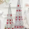 24" Silver Red Wire Tree