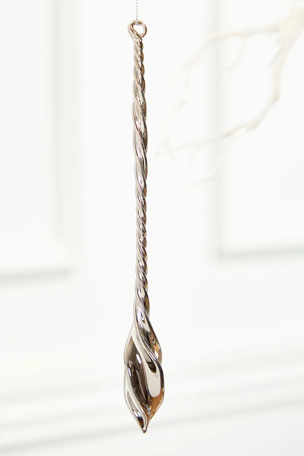 9" Slate Gray Drop Glass Ornament
