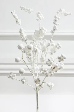 18” Snowy White Glitter Dew Berry Christmas Spray