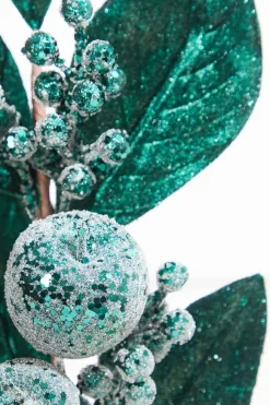 25.5" Teal Fruit and Magnolia Leaf Spray