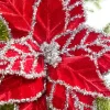 24" Tinsel Edge Velvet Poinsettia Stem