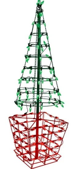 4' Twinkling Tree Topiary with 150 Lights C5 & G12 - Green /Red