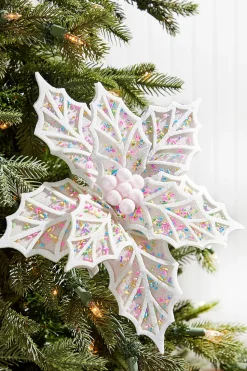 22" White Confetti Poinsettia Stem