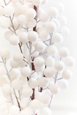 33" White Flocked Berry Spray