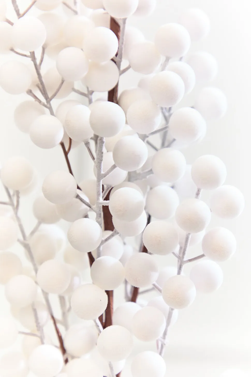 33" White Flocked Berry Spray