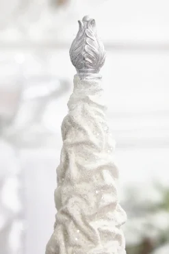 16" White Flocked Resin Tree