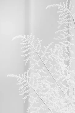 35" White Glitter Fern Spray