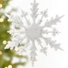 8" White Glitter Snowflake Ornament