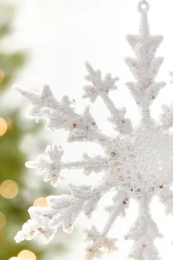 8" White Glitter Snowflake Ornament