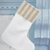 White Quilted Stocking with Stripes