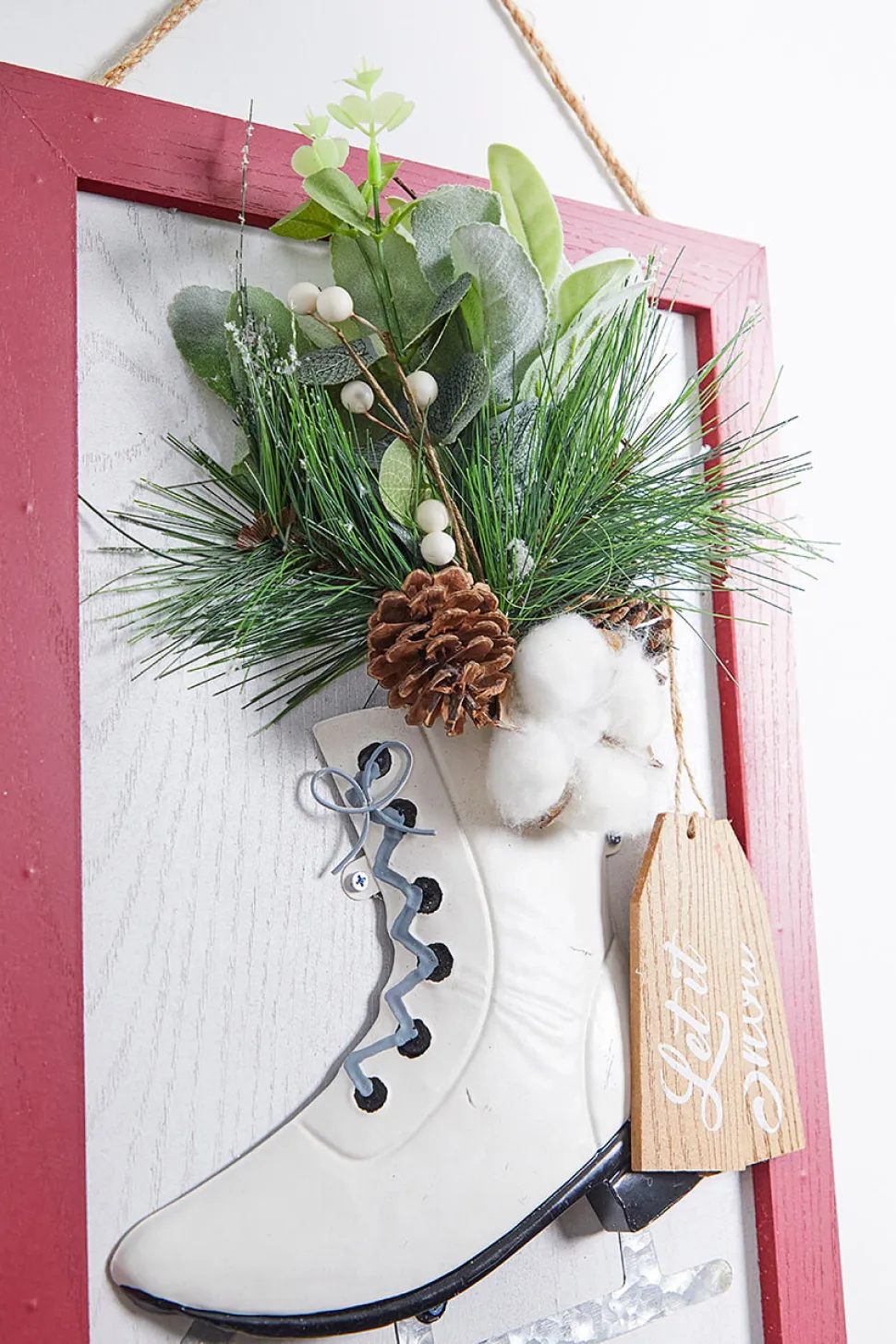 18" Wood Holiday Skate Hanging Wall Art