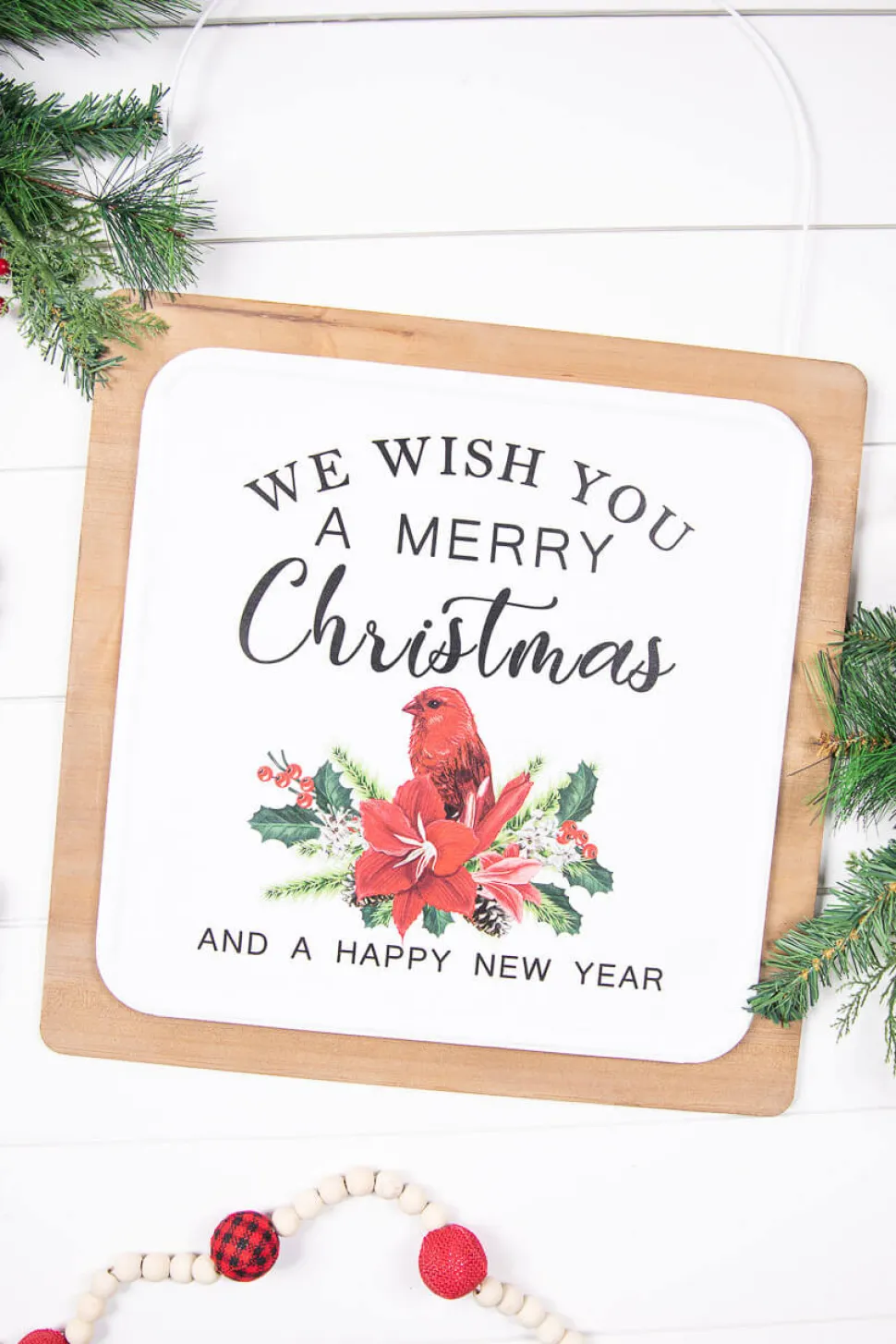 16” Wood & Metal Wish You A Merry Christmas Wall Decor