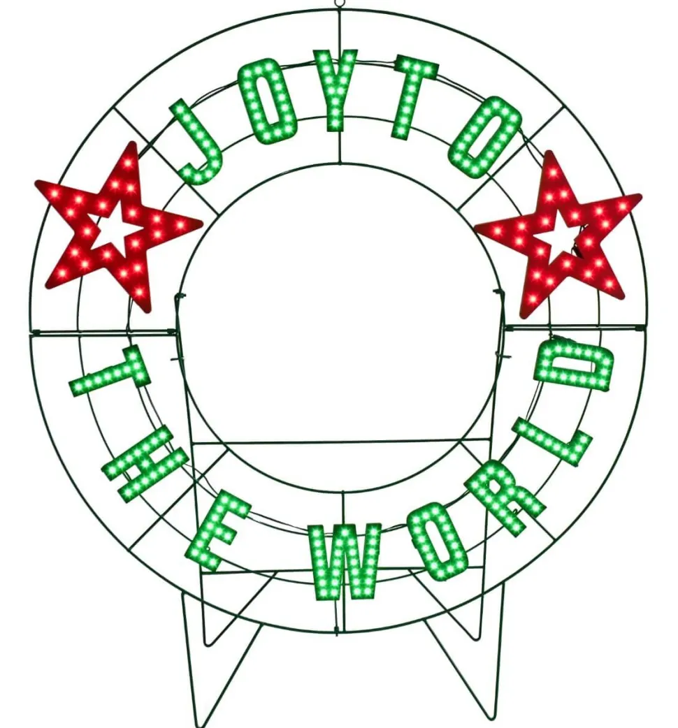 40" Wreath - Joy to the World with Stars with 223 Lights