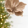 22" x 9.5" Champagne Glitter Magnolia Stem
