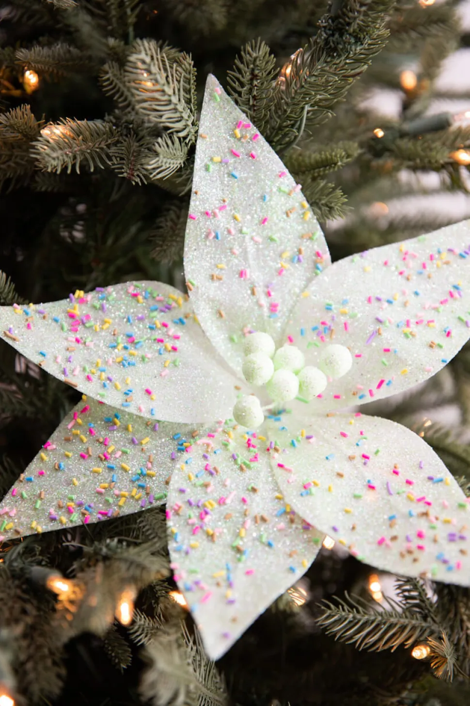 24” x 12" Green Sprinkles Candy Poinsettia Stem