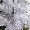 24" x 12" Leafy Silver Poinsettia Stem