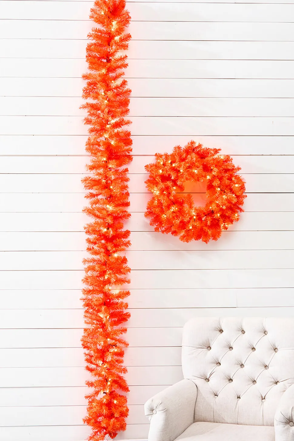 9' x 12" LED Orange Garland