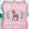 7" x 6" Light Blue / Pink Christmas Embossed Sign