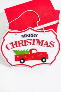 6.5" x 10" Merry Christmas with Truck Ornament