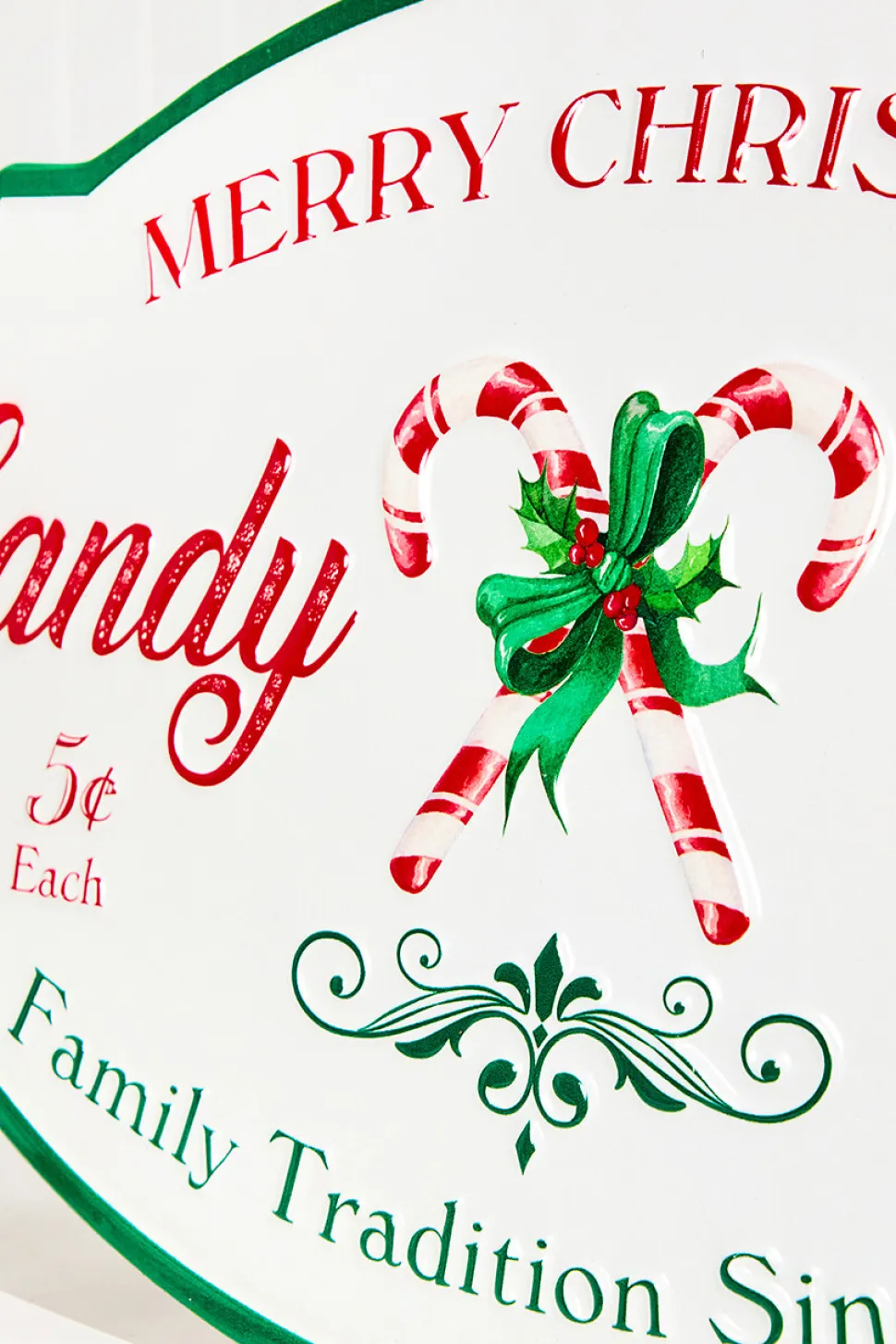18" x 10" Metal Candy Cane Sign
